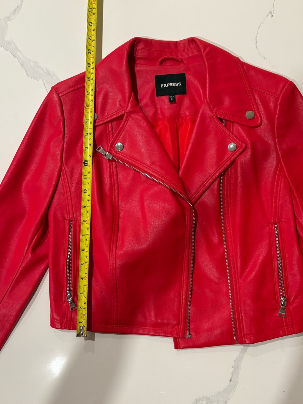 Express Red Faux Leather Moto Jacket | Women’s Small | Biker Zip Jacket